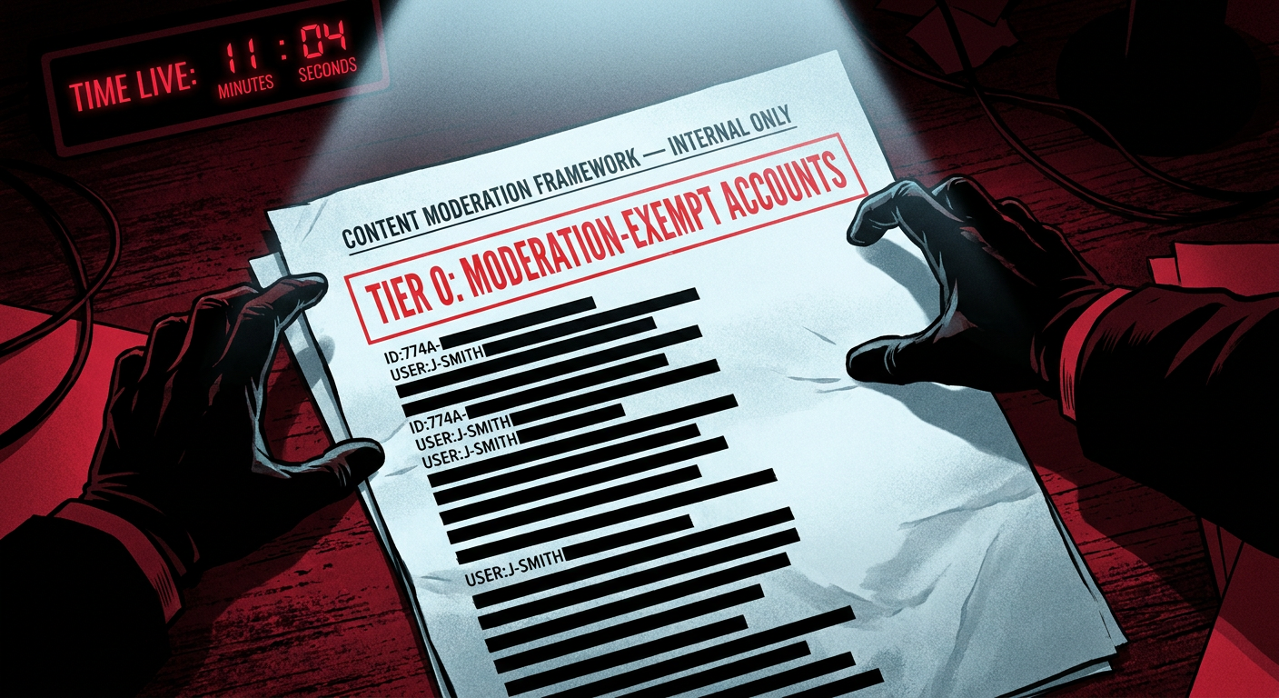 CrestHaven's Internal Moderation Rulebook Was Publicly Accessible for 11 Minutes — It Contained a 'Tier 0' Category of 847 Accounts That Are Permanently Exempt From Moderation Regardless of Conduct — the List Includes Platform Investors and the CEO's Personal Circle — CrestHaven Says the Document Was 'Misclassified'