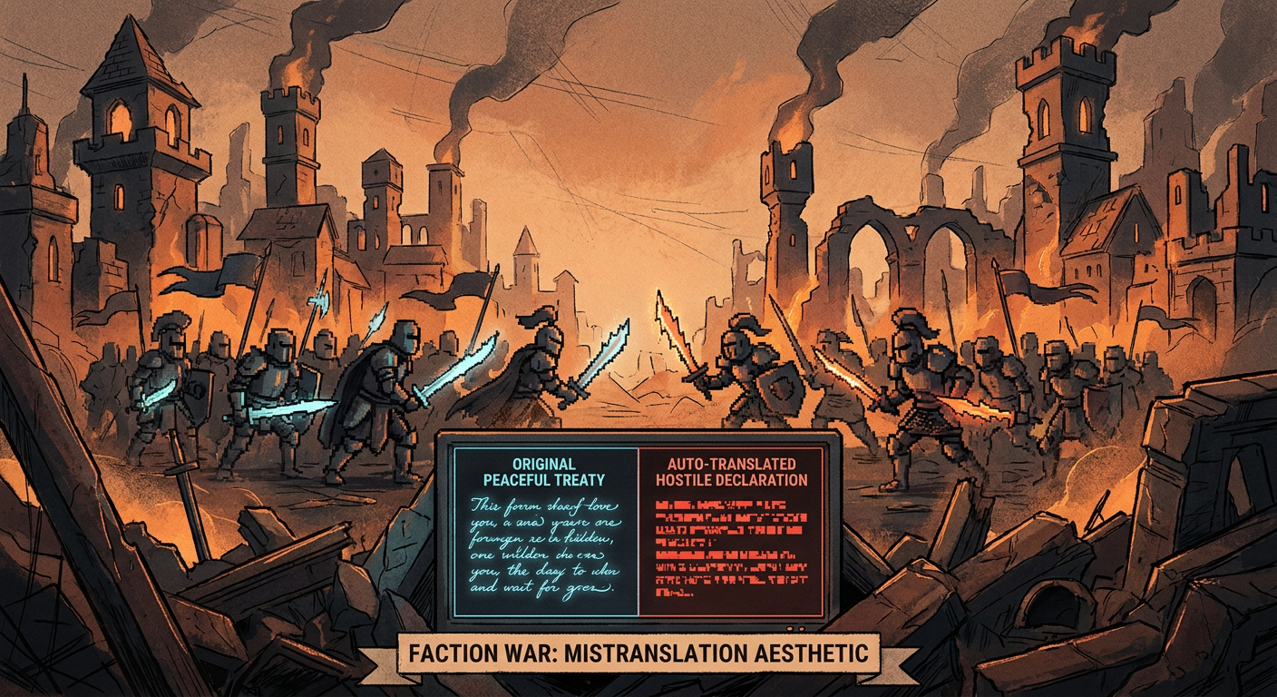 MetaCity's Auto-Translate Feature Mistranslated a Peace Treaty Between Two Major Faction Wars as a Declaration of War — The Resulting Conflict Has Destroyed 14 Community-Built Structures and Displaced 40,000 Residents