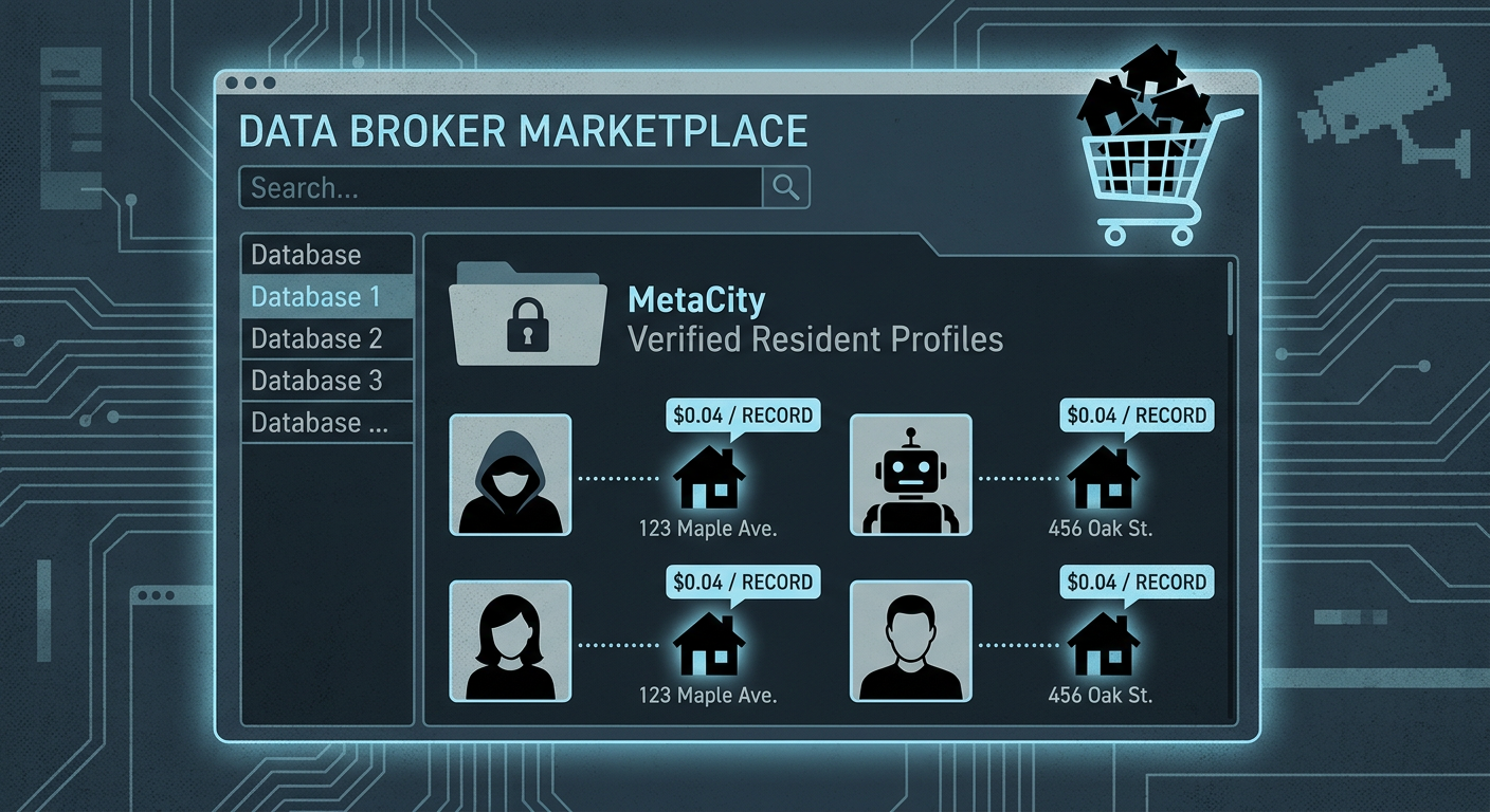 MetaCity Sold Its "Verified Resident Address" Database — Collected From Users Who Entered Real-World Addresses for Physical Merchandise Delivery — to a Third-Party Data Broker Without User Consent or Notification