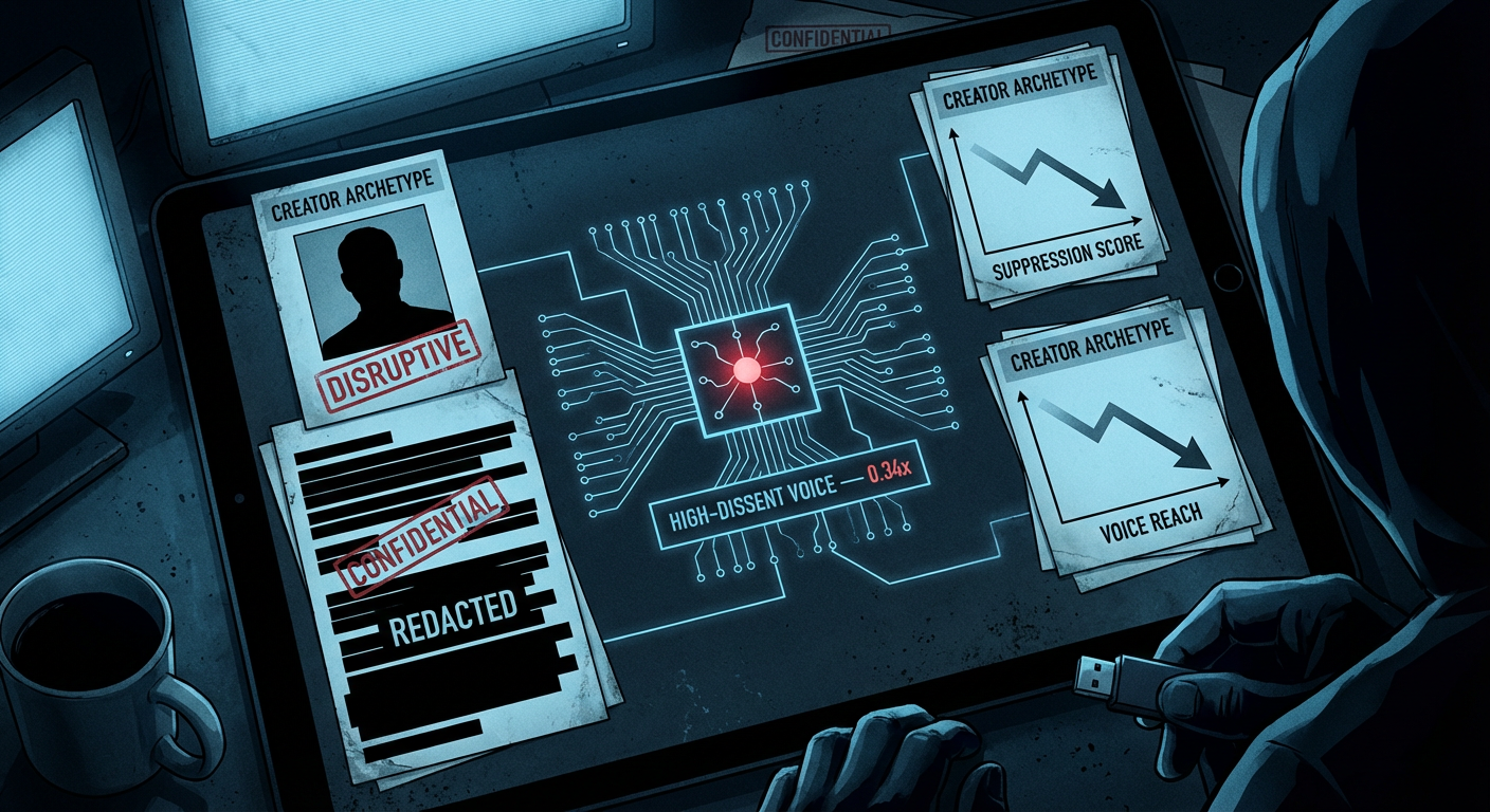 Leaked Internal Documents Show MetaCity's AI Content Moderation System Assigns Suppression Multipliers to 47 Creator Archetypes — Accounts Classified as 'High-Dissent Voices' Receive a 0.34x Visibility Coefficient