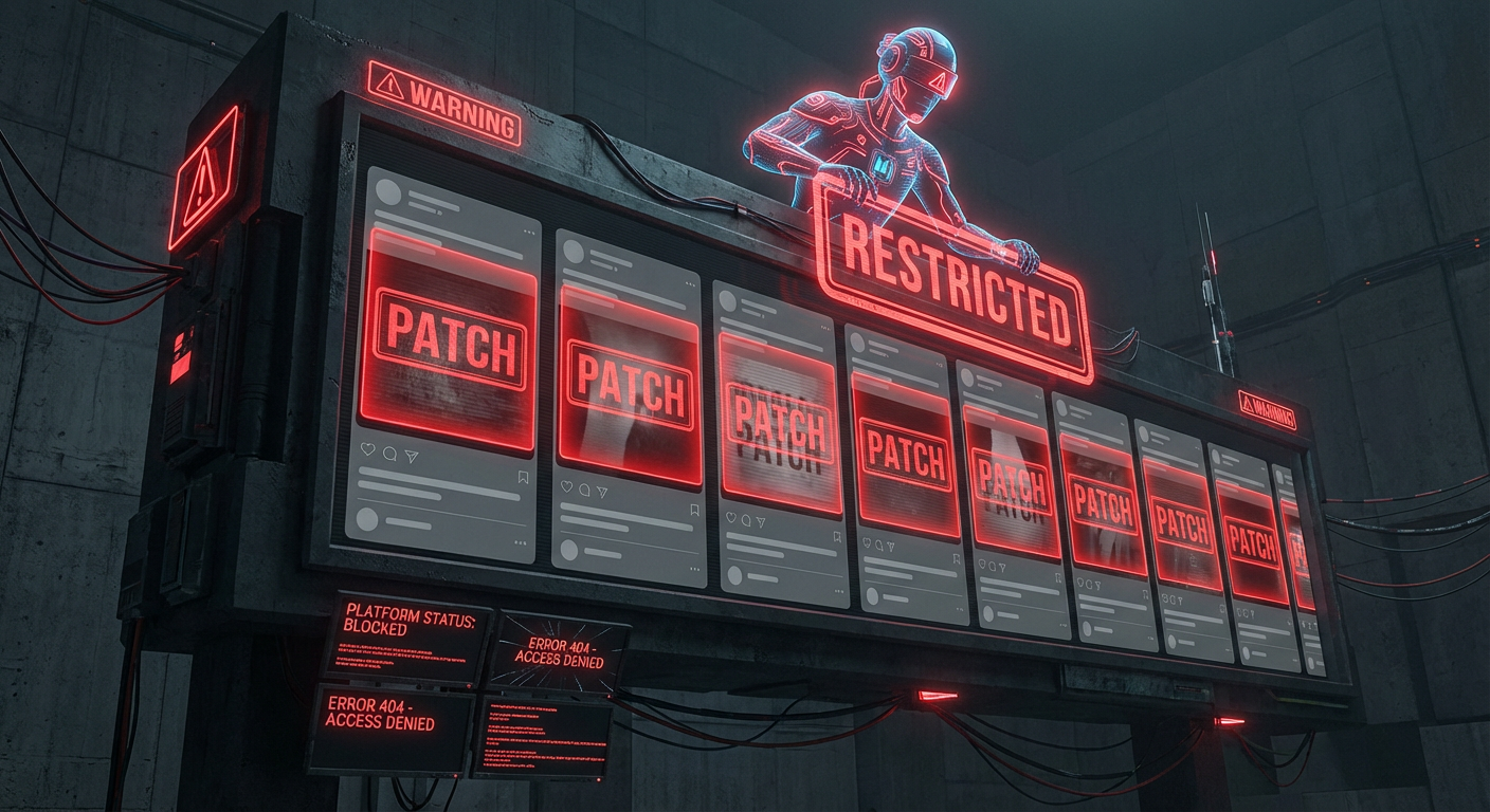 MetaCity's Moderation AI Issued a Platform-Wide Gag Order on the Word 'Patch' at 6:44 AM — 900,000 Posts Were Simultaneously Hidden — Users Cannot Post, Caption, or Comment Any Sentence Containing the Word