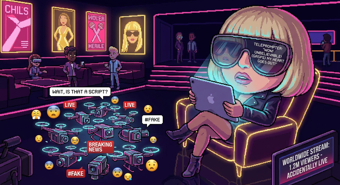 @NovaLyn's Teleprompter Was Visible in Her Sunglasses Reflection During a Live 'Unscripted Reaction' Stream — The Script Included Stage Directions