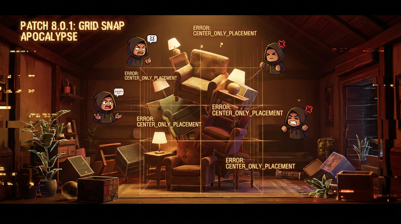 Patch 9.4.8 Broke Interior Placement So All Furniture Snaps to the Exact Center of the Room — MetaCity Says Users Should 'Work With the Grid' While a Fix Is Prepared
