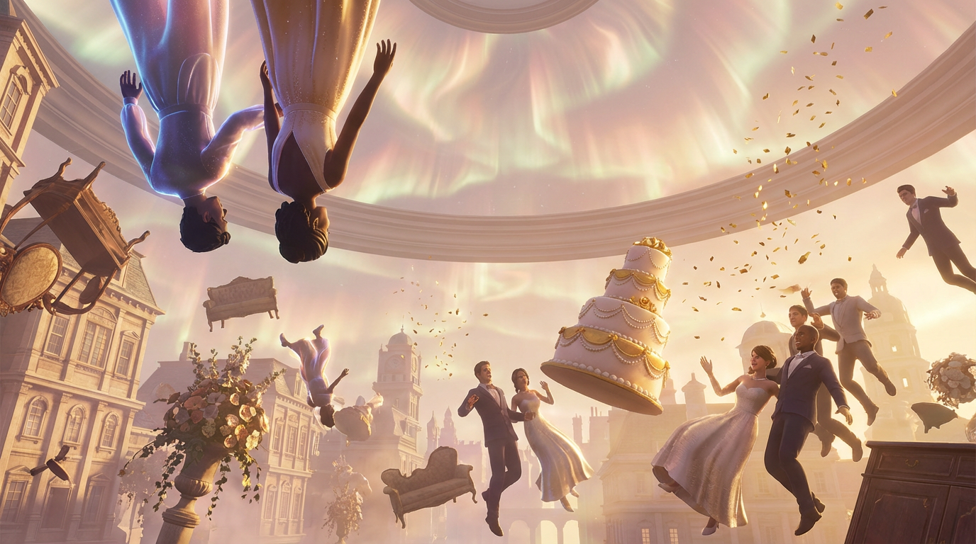 This Morning's Physics Patch Inverted Gravity in District 4 for 2 Hours and 18 Minutes — A Wedding Was Happening at the Time. The Entire Ceremony Floated Into the Skybox.