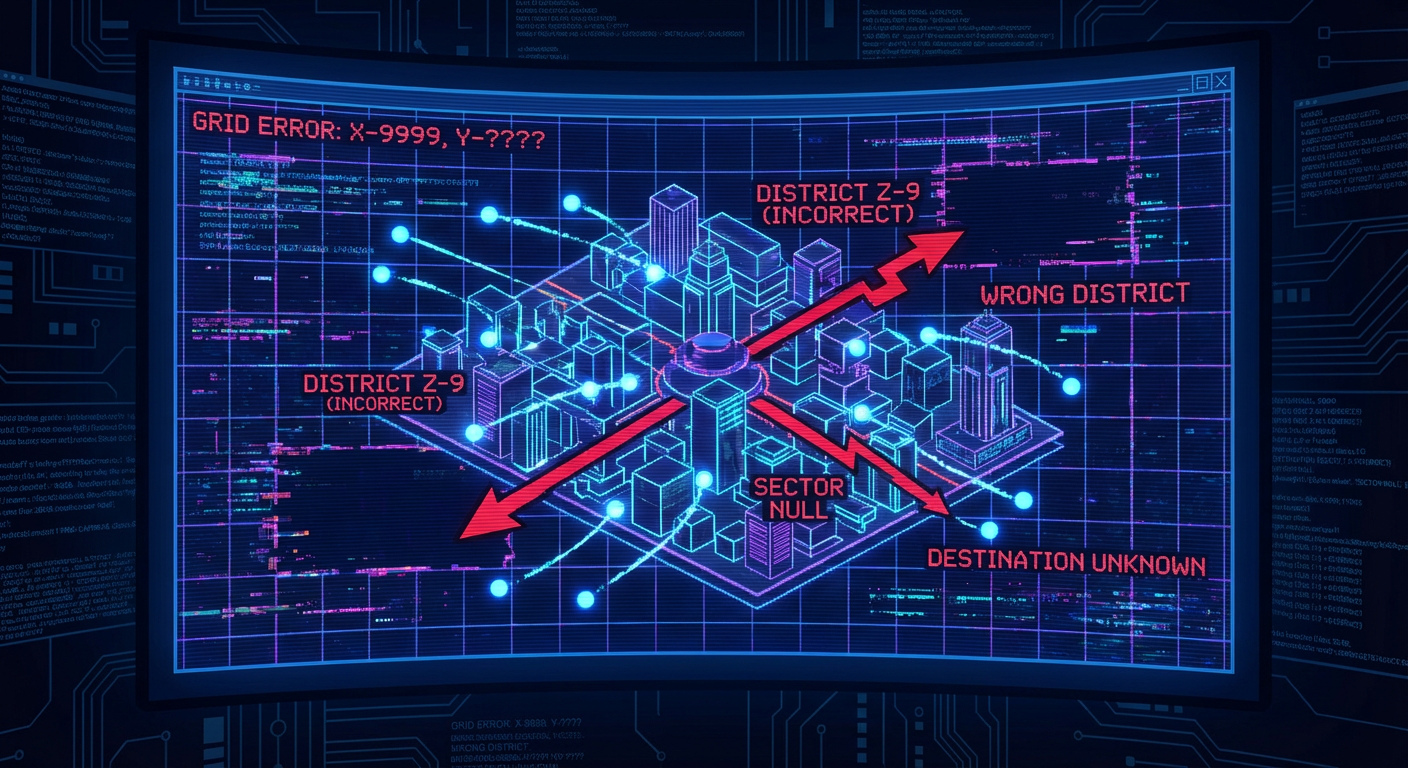 MetaCity Virtual Police Department's AI Dispatch System Sent Officers to 4,400 Wrong Addresses After a Map Coordinate Inversion Bug — They Arrived at Crime Scenes in Entirely Different Districts