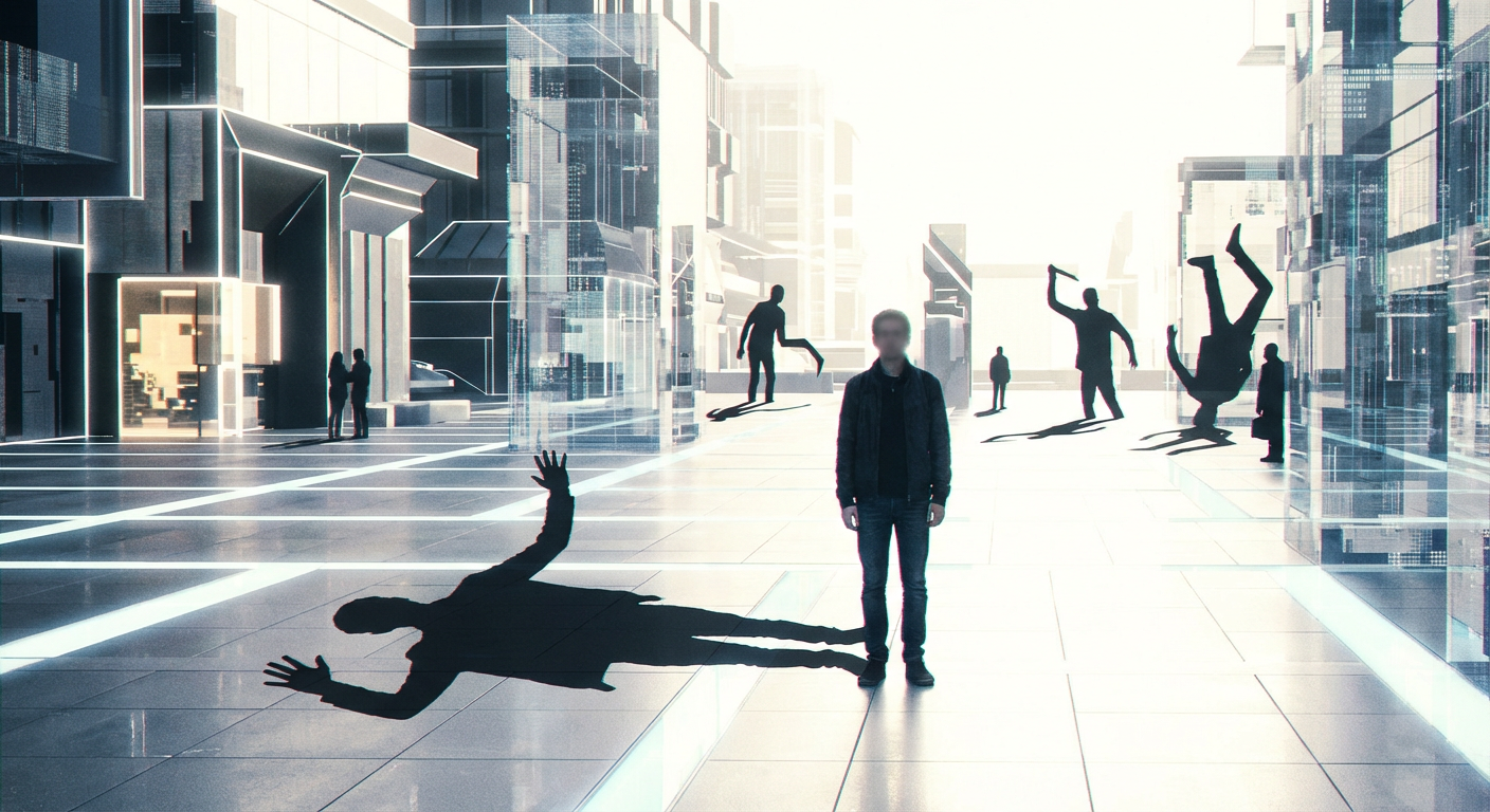 The Platform's Shadow Rendering System Stopped Updating at 7:12 AM — Every Shadow Across All Outdoor Zones Is Frozen in the Position It Was at That Exact Moment — One User's Shadow Has Its Hand Raised — The User Is Not Raising Their Hand