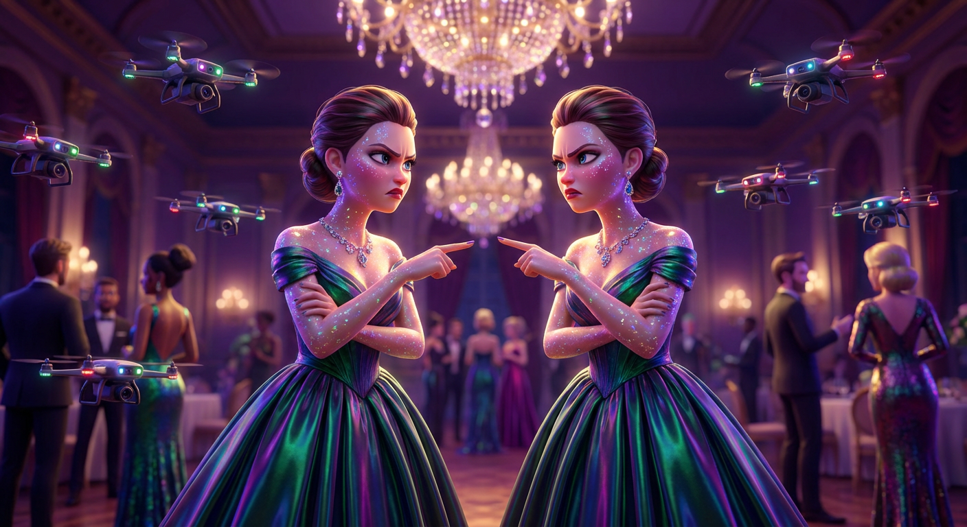 Rival Meta Celebs Zara Void and Prism Delacroix Both Arrived at the Zenith Gala in Identical 1.2 Million RealCoin Custom Outfits — Forensic Fashion Investigators Have Now Been Retained by Both Parties